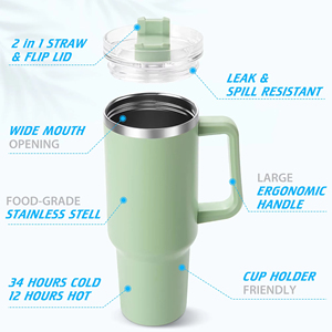 Bán buôn 40oz stane travelery cup cách điện thép không gỉ 40oz Tumbler với xử lý và rơm - Product Image 3