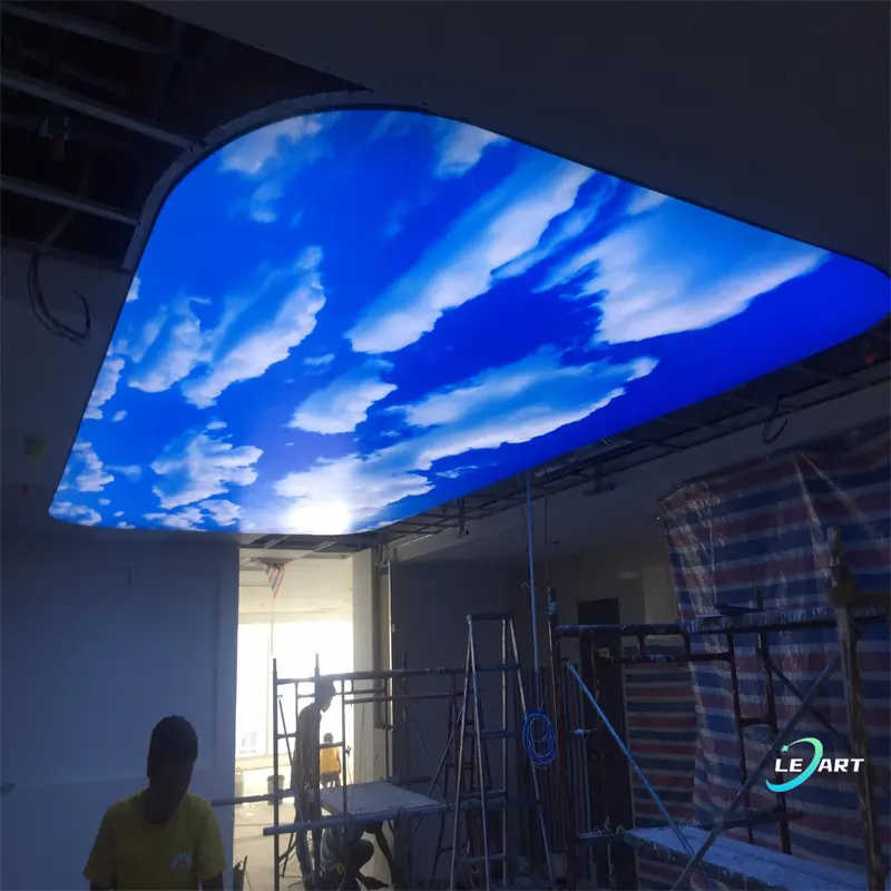 construction lighting luminaries accessories interior fabric UV printed PVC stretch ceiling blue sky design