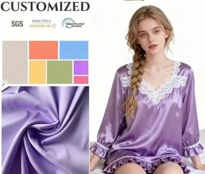 Gran oferta, tela de satén de poliéster 100% suave y suave, seda Lisa brillante para vestidos de <span class=keywords><strong>mujer</strong></span> disponibles en varios colores - Product Image 1
