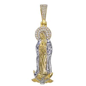Joyerí<span class=keywords><strong>a</strong></span> Hip Hop, Colgante <span class=keywords><strong>de</strong></span> Cruz Religiosa <span class=keywords><strong>de</strong></span> Jesús, <span class=keywords><strong>Virgen</strong></span> Marí<span class=keywords><strong>a</strong></span> <span class=keywords><strong>de</strong></span> <span class=keywords><strong>Guadalupe</strong></span>, Chapado en Oro con Circones, Estilo Moderno - Product Image 1