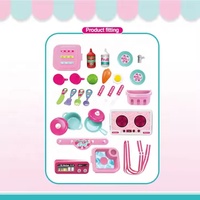 Ensemble de jeu de cuisine éducatif KSF Happy Kitchen pour filles, sac à dos, simulation de cuisine, ustensiles de cuisine en plastique et évier, jouet pour enfants emballé dans une boîte