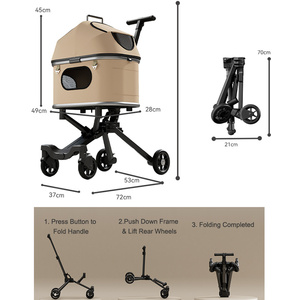 Poussette pour animaux de compagnie 2 <span class=keywords><strong>en</strong></span> 1 de qualité supérieure, légère, pliable <span class=keywords><strong>en</strong></span> un clic, avec poche de rangement, pour <span class=keywords><strong>chien</strong></span> et chat, pour les activités quotidiennes <span class=keywords><strong>en</strong></span> plein air - Product Image 3