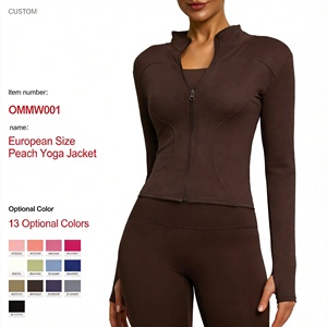 Veste de yoga pour femme à manches longues, coupe ajustée, en nylon et élasthanne, séchage rapide, avec fermeture éclair, pour la gym, le yoga, la course à pied, la remise en forme et l'entraînement - Product Image 1
