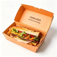 Boîte d'emballage pour hamburgers en papier kraft de qualité alimentaire écologique avec impression personnalisée pour restaurants, cafés et plats à emporter