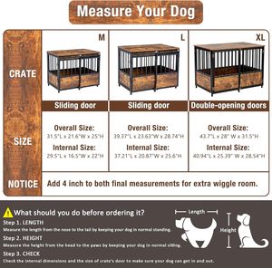 ลังสุนัข32นิ้วทำจากไม้พร้อมเบาะสำหรับสุนัขสองประตู - Product Image 3