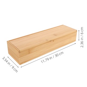 Caja de almacenamiento rectangular de bambú para utensilios de cocina, organizador de cajones para palillos y cubiertos, acabado con vetas de madera natural - Product Image 3
