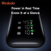 Chargeur mural Mcdodo 323/863/864 67W GaN avec affichage numérique et double câble USB-C rétractable, adaptateur secteur rapide PD pour voyage