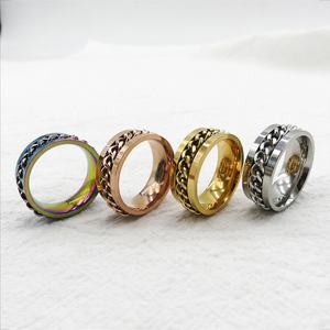 Bague rotative en acier inoxydable pour homme Bracelet hip-hop cubain à chaîne pour décompression de mariage pour ouverture de bouteille de vin - Product Image 2