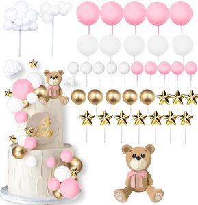 38 Stück Pink Bear Cake Topper Niedliche <span class=keywords><strong>Mini</strong></span> Teddybär Kuchen Dekorationen mit Sternen Wolken Cake Topper für <span class=keywords><strong>Baby</strong></span> Shower <span class=keywords><strong>Boy</strong></span> Girl - Product Image 1