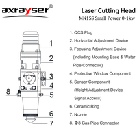 Kepala Pemotong Laser Serat WSX MNI15 0-1KW Daya Kecil Dua Titik CL100 FL125 FL150 untuk Pemotongan Logam Format Kecil