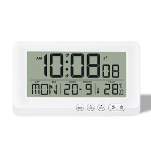 Digital LCD Silent Alarm <b>Clock</b> Multi Function Display Time Bedroom Bedside Radio Battery Operated Modern Design ABS Plastic - Product Image 2