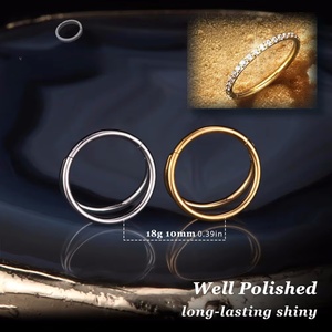 Pendientes de acero quirúrgico 18G para <span class=keywords><strong>nariz</strong></span>, <span class=keywords><strong>doble</strong></span> aro sin costuras con bisagra, para <span class=keywords><strong>piercing</strong></span> de tragus, concha, hélix, cartílago y septum - Product Image 3