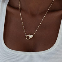 Collier tendance étanche en cuivre plaqué or 18 carats couleur argent avec chaîne à maillons et fermoir à ressort pour femme et couple