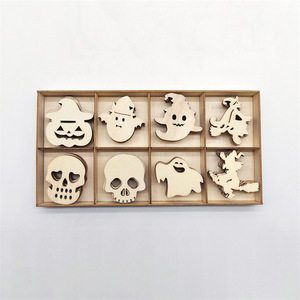 Halloween en bois créatif en bois artisanat Halloween creux décoration petit pendentif une pièce personnalisé - Product Image 2