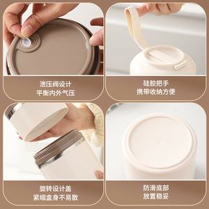 Stainless Steel Portable Lunch Box Round Sealed Japanese Style <b>Large</b> Capacity For Meal <b>Storage</b> - Product Image 4