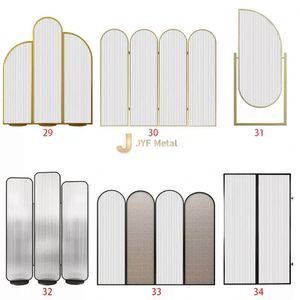 Customizable Modern Golden Oval Stainless Steel Frame Partition EX252 Durable <b>Mirror</b> Glass Screen with Laser Cut Process - Product Image 2