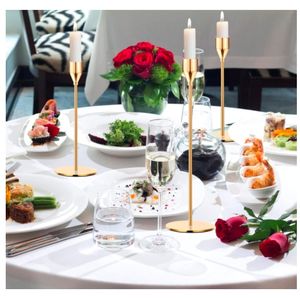 Bougeoir conique en métal doré pour mariage, salle à manger, fête, convient aux bougies de 3/4 pouces d'épaisseur et aux bougies LED - Product Image 6