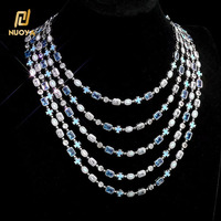 Collier Chaîne Maillons Croix en Zircon Cubique Coloré NUOYA, Plaqué Or avec Opale Multicolore, Bijoux Fantaisie Hip Hop pour Hommes et Femmes, Cadeau