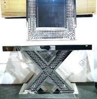 Console avec miroir mural, ensemble de miroirs décoratifs, pour salon, en cristal, vente en gros, usine
