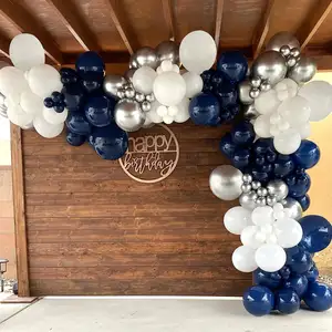 Navy Blue Balloons Garland arch kit White silver Balloons for Birthday Party Baby Shower Wedding Graduation Decorations