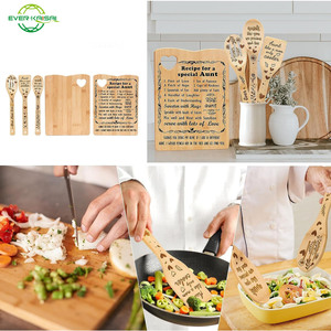 Regalos de cumpleaños o vacaciones para la familia, juego de utensilios de cocina de bambú y tabla de cortar de madera, Navidad, juego de utensilios presente para la tía - Product Image 5