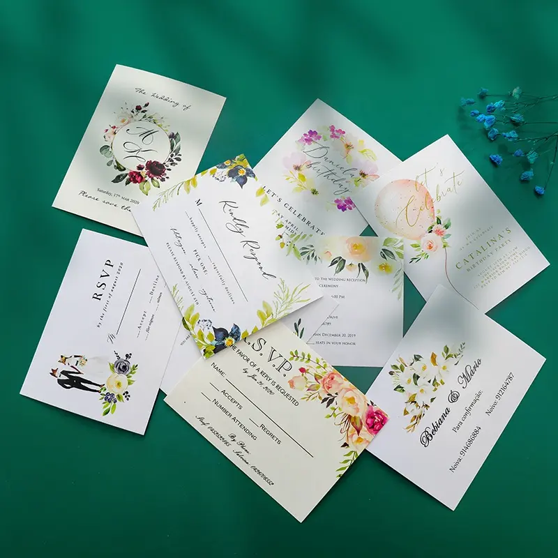 Toptan özelleştirilmiş fantezi tasarım dijital baskı kağıdı düğün teşekkür ederim tebrik davetiye çok renkli zarf