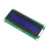 Modul LCD Raspberry Pi 4B / R3 LCD1602 IIC / I2C menampilkan layar biru untuk mikrokontroler.