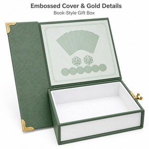 Boîte cadeau de <span class=keywords><strong>jeu</strong></span> de société personnalisée en carton vert mat style livre, couverture gaufrée, impression personnalisée, vente en gros, directement de l'usine pour la vente au <span class=keywords><strong>d</strong></span>étail - Product Image 2