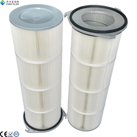 Filtre à air cylindrique à cartouche en polyester à trois attaches Venturi pour collecteur de poussière industriel, efficacité de 99,5 % et porosité de 0,5 m