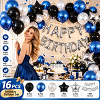 Lot de ballons d'anniversaire personnalisés avec logo, décoration de fête bleue, noire et argentée, cadeau promotionnel, vente en gros directe d'usine, faible MOQ, OEM