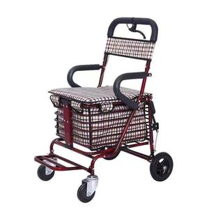 Lightweight <b>Foldable</b> Hand <b>Trolley</b> With 4 PU Wheels For Elderly Shopping Use Steel Pipe Construction - Product Image 2