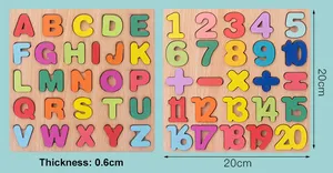 Wooden Toy Colorful Alphabets Digital Puzzles Montessori Educational Toy For Kid