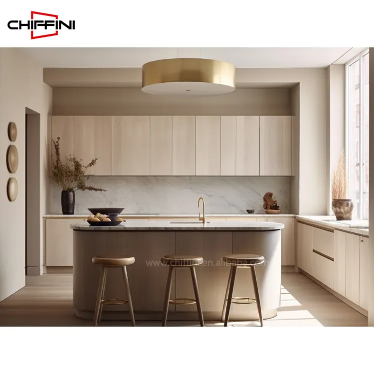 Gray Island Shaped Modern Kitchen Cabinet Set Modular Price Modern Indoor Kitchen Cabinet