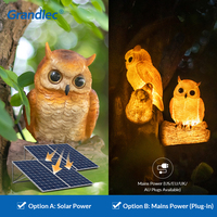 Lámpara Solar de Jardín con Forma de Búho de Resina y Fibra de Vidrio, Resistente al Agua IP65, Precio de Fábrica al por Mayor