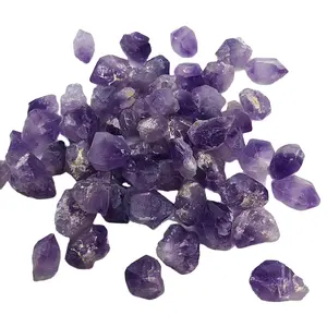 优质天然无染色紫色石英水晶紫水晶牙齿块无湿水射击，不完美但真实