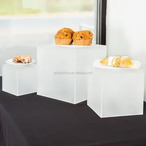 Acrylic Buffet Cube Riser For Food Display/White Cube Dessert Table Display set Acrylic display Stand