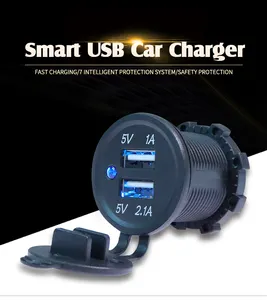 High Quality Car USB Charging Socket Power Outlet Waterproof Car Charger Adapter With LED Light