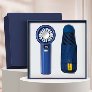 Corporate Custom Handmade UV Printed Capsule Umbrella and Fan Set with Personalized Logo Electronic Business <b>Gift</b> Package - Product Image 2