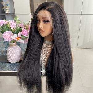 Customized Professional Soft Synthetic Lace Front <b>Wigs</b> 22Inch Transparent Lace 13x4 Kinky Straight Long - Product Image 5