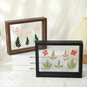 Tùy chỉnh nhà máy mẫu thực vật ép hoa Khung ảnh gỗ hộp trong suốt hai mặt kính MDF khung ảnh bằng gỗ - Product Image 1