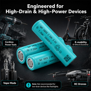 Batterie rechargeable Li-Ion LiFePO4 authentique INR18650 2.5Ah 2000mAh 3.7V 10C pour appareils de vapotage et de beauté, performance stable 7.4Wh - Product Image 1