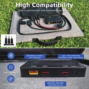 Panneau solaire polycristallin PERC pliable 21W 400W, 22% d'efficacité, charge rapide USB pour banques d'alimentation, camping en plein air - Product Image 4