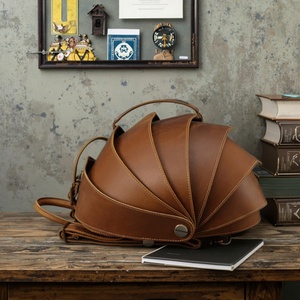 Stylish Girl Men's Vintage Cowhide Leather <b>Backpack</b> New Beetle Design Polyester Lining Open Closure for Outdoor Hiking Travel - Product Image 4