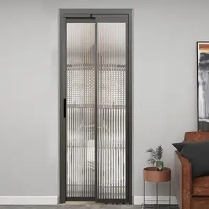 New Design Indoor Folding Double Glass PD Sliding Balcony Bathroom Aluminum Bi-fold PT Door