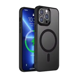 Nueva carga inalámbrica magnética para iPhone 15 Pro Max 14 Plus 13 funda de teléfono transparente mate PC funda protectora de piel teléfonos móviles