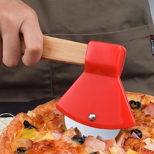 Utensilios de Cocina de Plástico Personalizados, Cortador de Pizza Profesional con Cuchilla, Cortador de Pizza Tipo Hacha de Madera con Mango de Bambú - Product Image 5