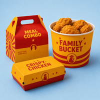 Boîte d'emballage alimentaire jetable personnalisée en papier kraft pour la restauration rapide, boîte à emporter pour hamburgers, frites, ailes de poulet