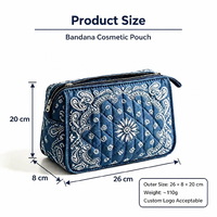 Bolsa de Cosméticos Acolchada con Diseño Paisley, Bolsa Organizadora de Maquillaje de Poliéster con Cierre Dorado, Bolsa de Viaje Portátil