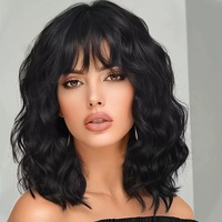 Perruque ondulée mi-longue pour femme, style européen et américain, bouclée et lisse, effet vague d'eau, couvrant toute la tête, fabriquée à la machine DY310