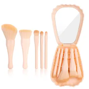 Wholesale Mini Portable Professional Vegan Cosmetic Brush Kit 5pcs Travel Makeup Brush Set For Foundation And Concealer